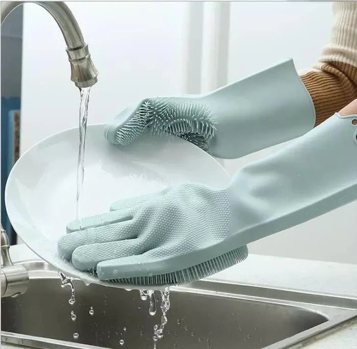 Magic Silicone Scrubber Rubber Cleaning Gloves