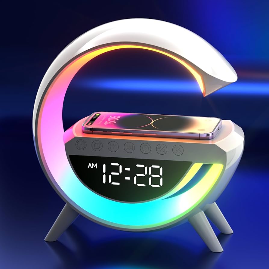 G Style Speaker Lamp | Alarm Clock | Wireless Mobile Charger | Natural Sleep Aid | LED Moon Lamp | Décor Table | Smart Light