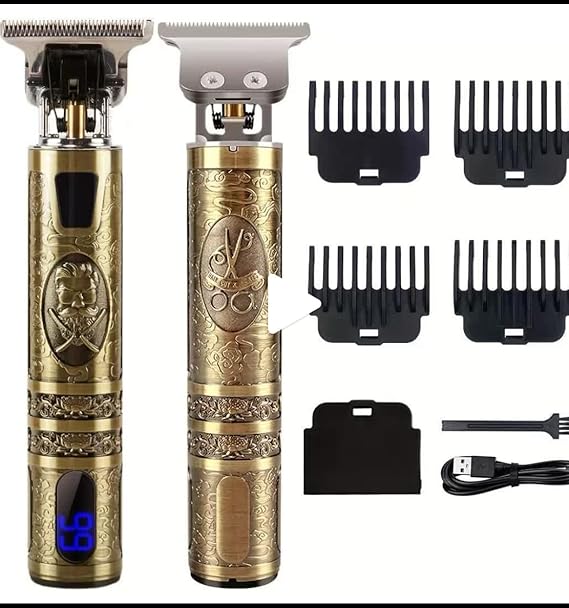 Professional Vintage T-Shaped Blade Hair Clippers for Men Grooming Kit Low Noise ,USB Rechargeable with Guide Combs