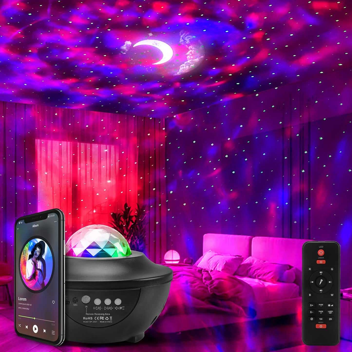 USB LED Galaxy Projector Nigh Light Lamp Astronaut Projector Light Starry Light Sky NightWith Speaker Water Wave Bluetooth