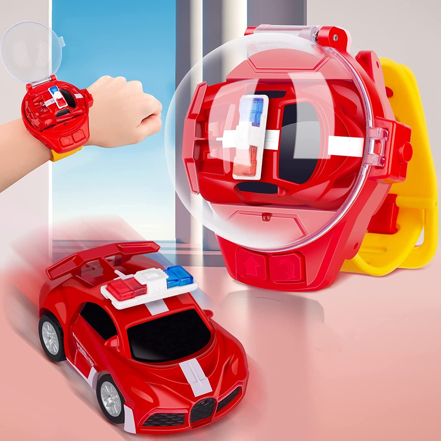 Mini Remote Control Car Watch Toys, 2.4 GHz Cartoon RC Watch Racing Car, USB Charging Remote Control Car Watch Car Hand Controlled Watch RC Car for Boys Girls