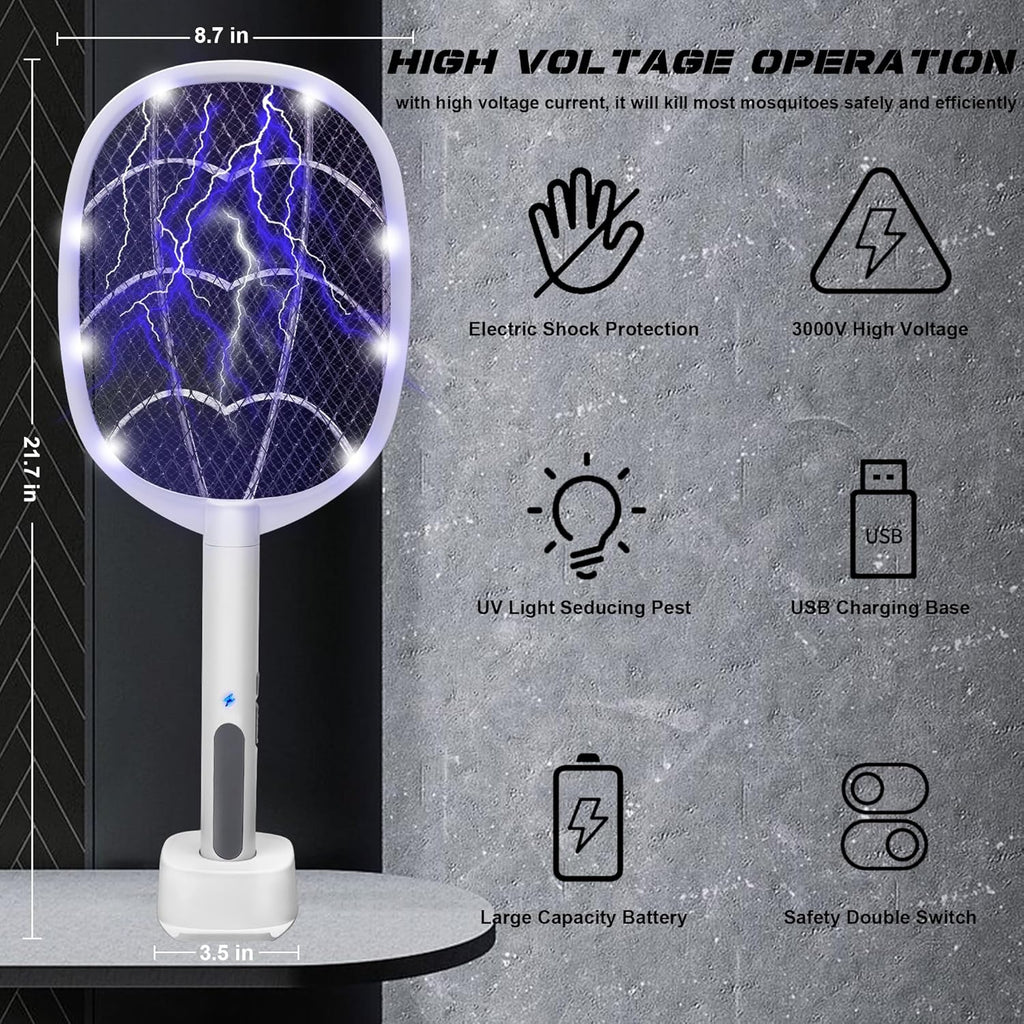 2 In 1 Electric Mosquito Killer With UV Light LED Lamp Summer Mosquito Trap Racket Anti Insect Bug Zapper USB Rechargeable