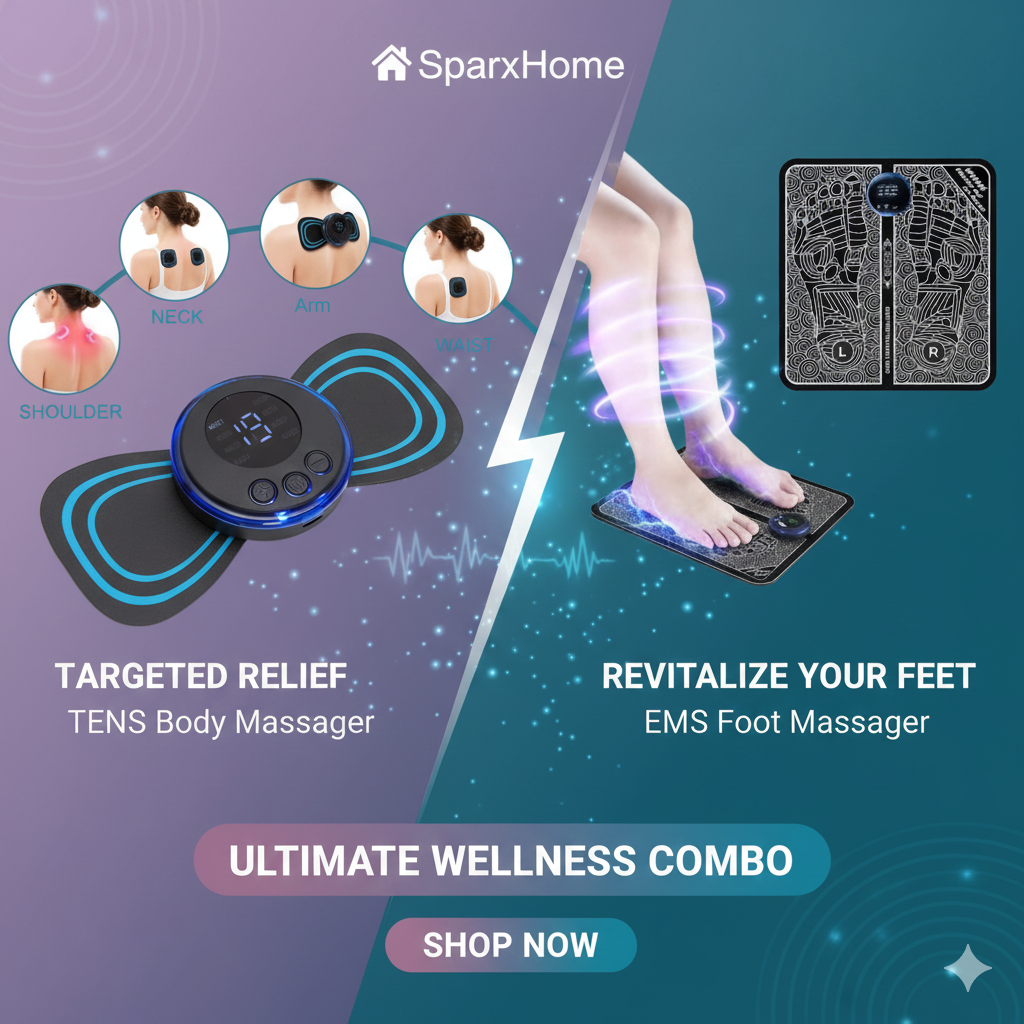 EMS Foot Massager And Butterfly Massager – Electric Muscle Stimulator for Pain Relief & Relaxation – Rechargeable, Portable