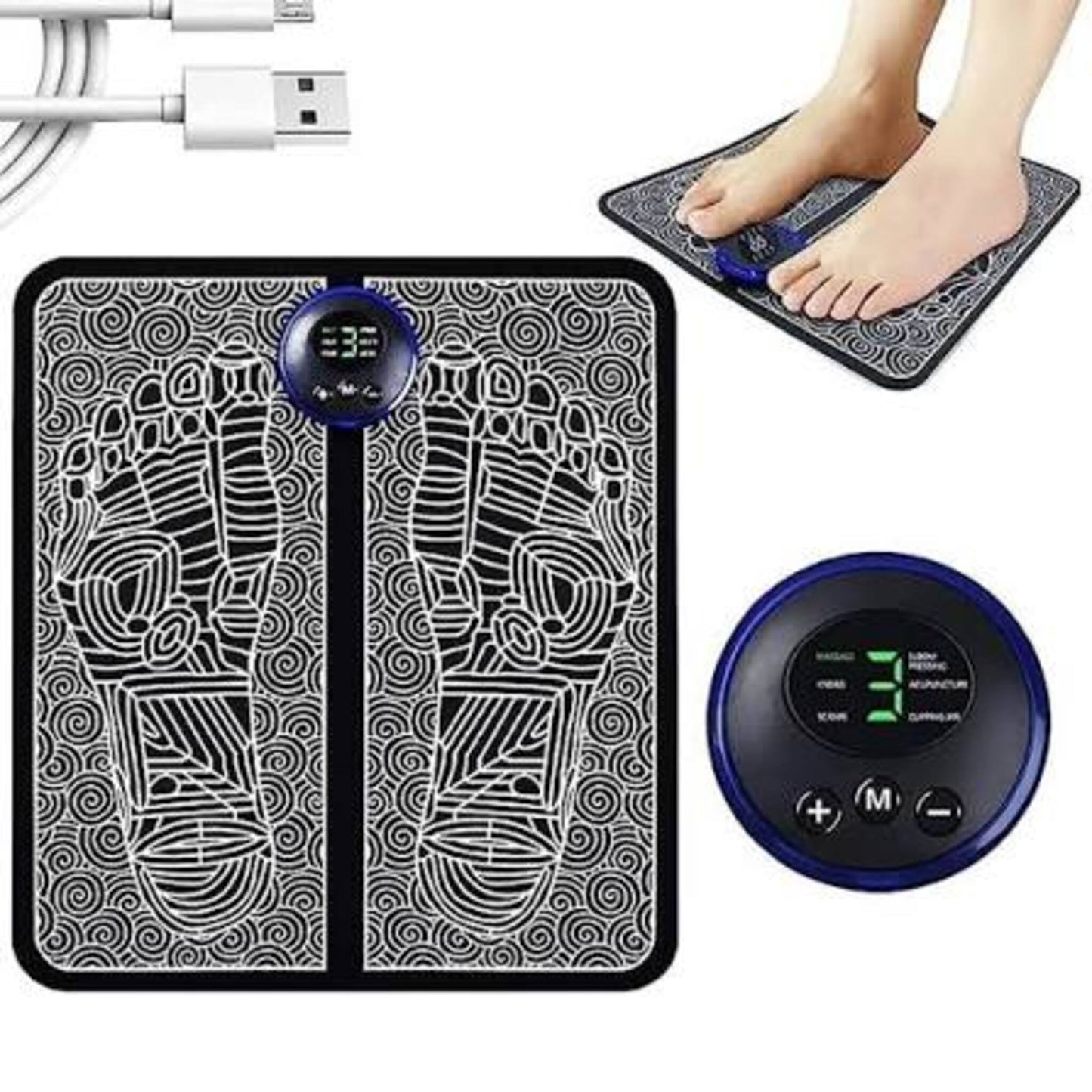 EMS Foot Massager And Butterfly Massager – Electric Muscle Stimulator for Pain Relief & Relaxation – Rechargeable, Portable