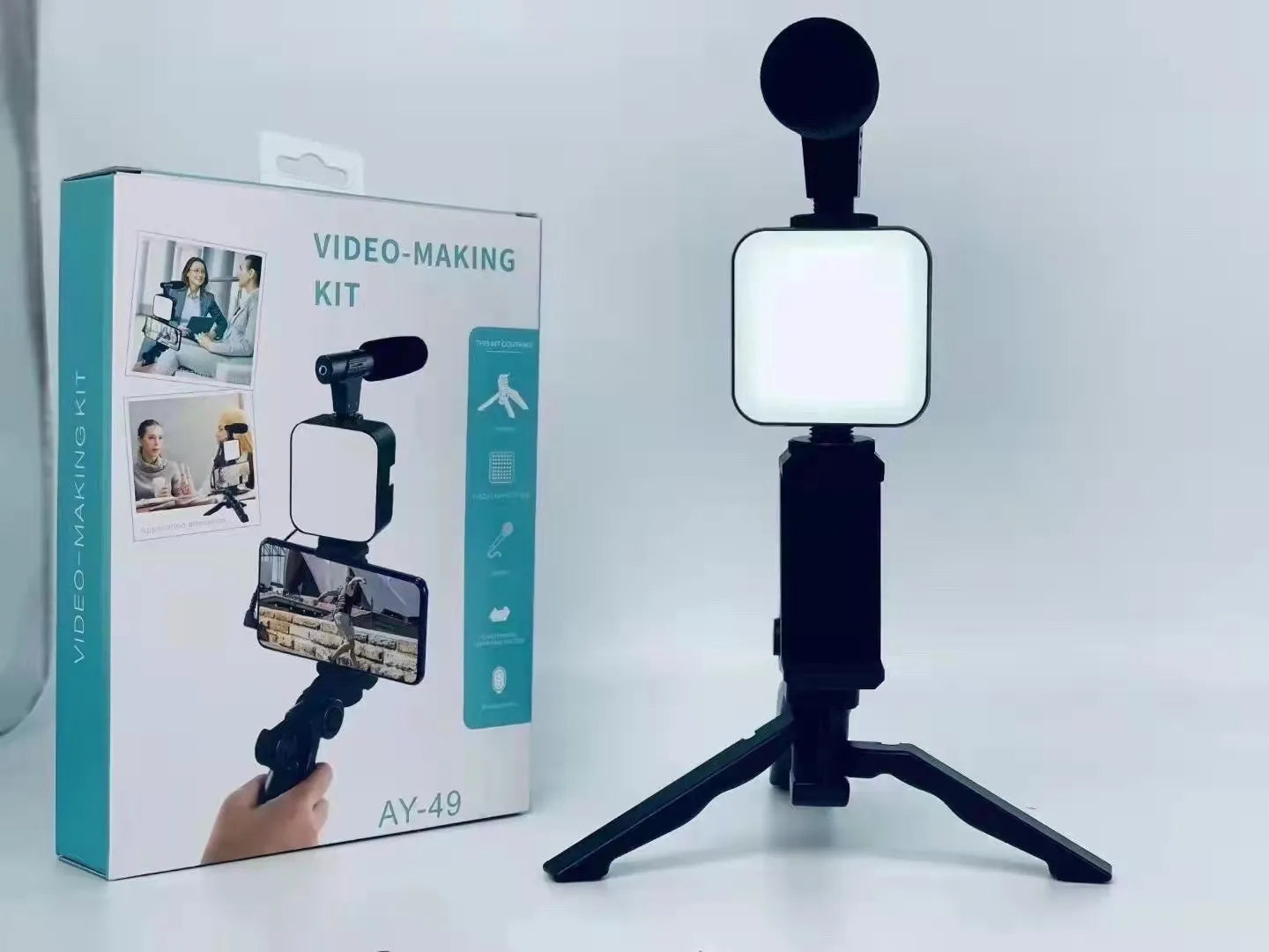 Professional Smartphone Vlogging & Video Kit Ultimate Mobile Filmmaking Kit, Mic + LED Light