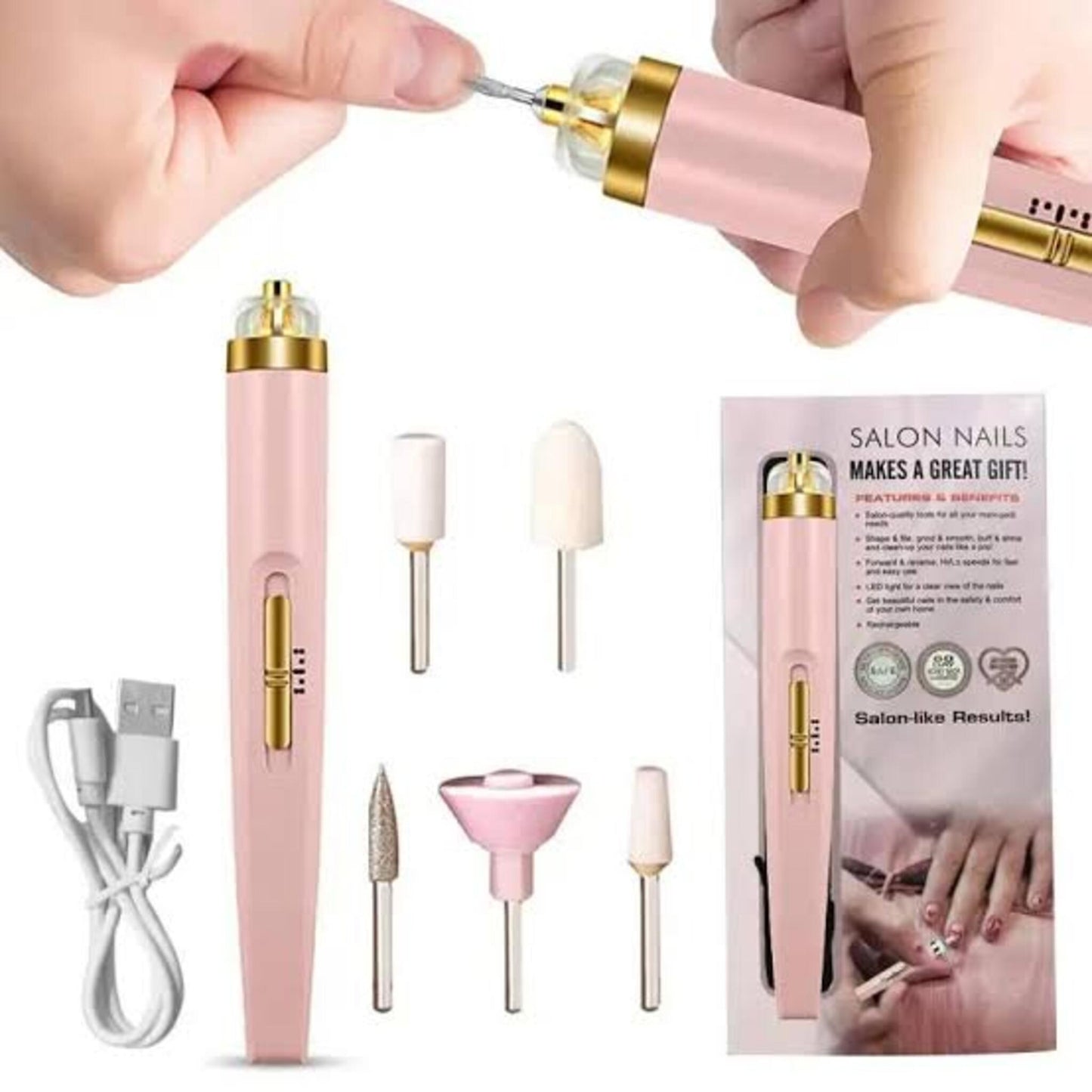 Rechargeable Finishing Touch Flawless Salon Nails Kit, Electronic Nail File and Full Manicure and Pedicure Tool