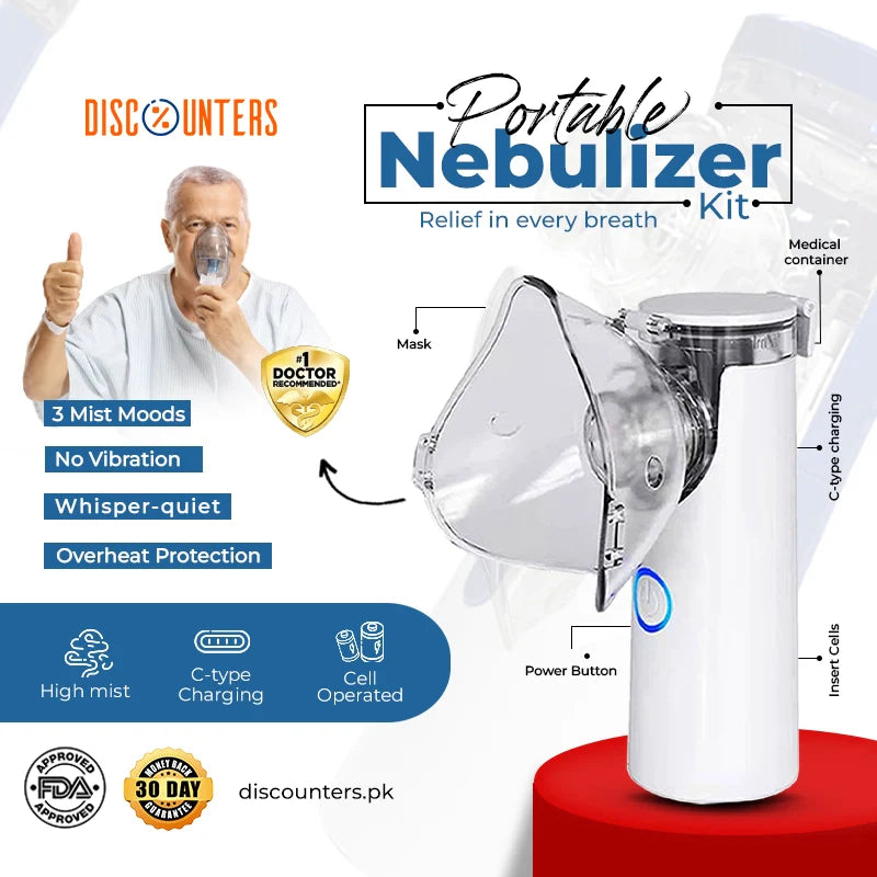 Mini Mesh Nebulizer Machine For kids and adults - Soundless Nebulizer for Effective Treatment - Handheld Rechargeable Portable Machine