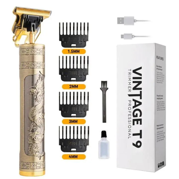 Professional Vintage T-Shaped Blade Hair Clippers for Men Grooming Kit Low Noise ,USB Rechargeable with Guide Combs