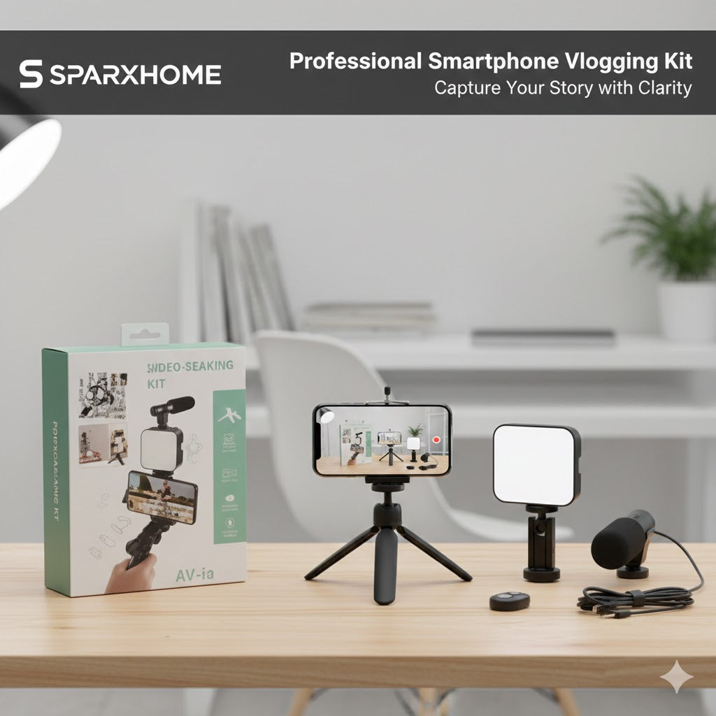 Professional Smartphone Vlogging & Video Kit Ultimate Mobile Filmmaking Kit, Mic + LED Light