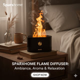 Flame Humidifier Aroma Diffuser Air Humidifier Ultrasonic Cool Mist Maker Fogger with LED Night Lamp Essential Oil Flame Effect Fire Lamp Diffuser for Bedroom Office